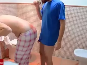 Fucking in the toilet. Homemade voyeur taped an amateur gf RAF041