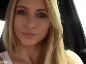 Blondy hot girl gone wild and Masturbating in the car