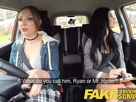Fake Driving School girl fails her test with strict busty mature examiner