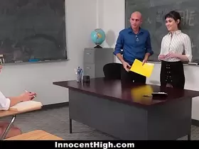 InnocentHigh - Teaching Assistant (Audrey Noir) Fucks Hot Student (Rose Darling) & Professor
