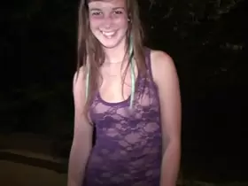 Cute young blonde girl going to public sex gang bang dogging orgy with strangers