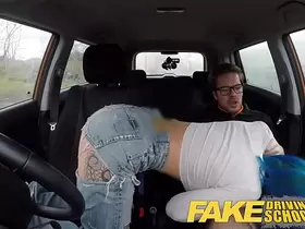 Fake Driving Instructor cums over learners pussy after anal