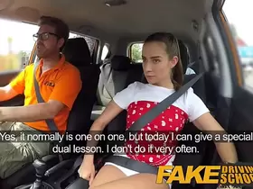 Fake Driving Sexy horny learners secretly fuck in instructors car