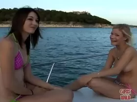 GIRLS GONE WILD - A Couple Of y. Lesbians Having Fun On A Boat