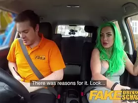 Fake Driving Busty learner is wet and horny for instructors cock