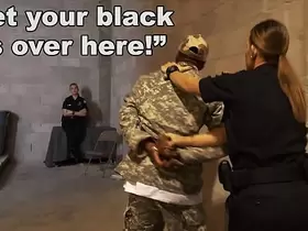 BLACK PATROL - Fake Soldier Gets Used As A Black Fuck Toy By White Cops