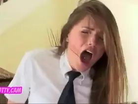Beautiful Brunette Catholic College Chick Fucked by Her Buddy While Ditching Class