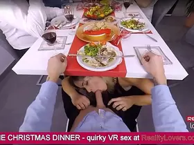 Blowjob under the table on Christmas in VR with beautiful blonde