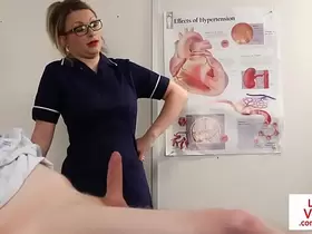 Bossy voyeur nurse instructs patient to wank
